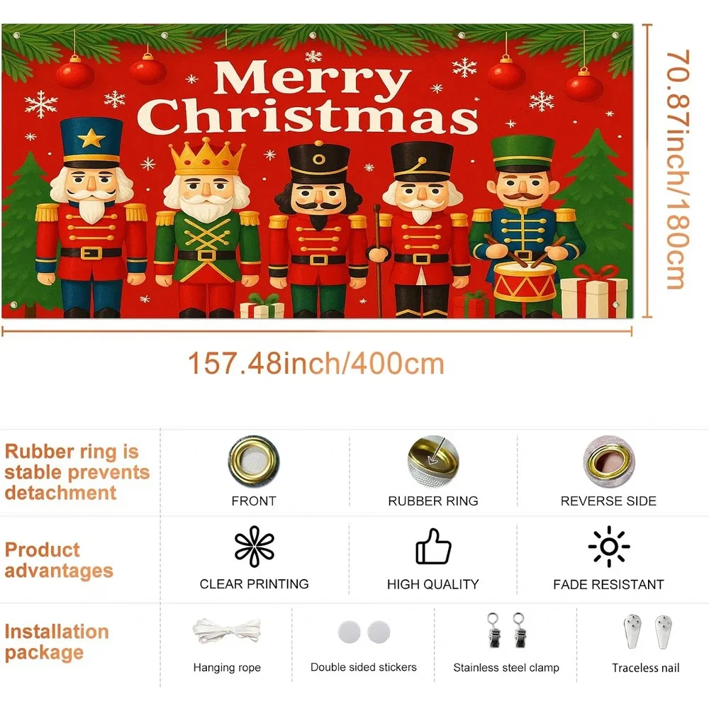 Christmas Garage Door Cover 13X6Ft – Large Outdoor Garage Door Christmas Banner